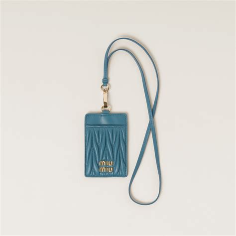 miu miu badge holder|Marina Blue Leather Card Holder .